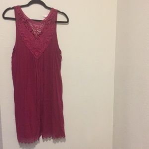 Cute Magenta Pink Dress with Lace Detail
